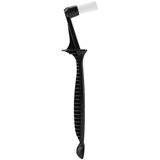 rayihni Espresso Coffee Machine Cleaning Brush Detachable Round Elbow Short Handle Ergonomic Antislip Home Cafe Kitchen Black - Image 1