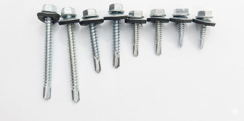 Jupiter SDS Hex Washer Head Stainless Steel Screws (14x1' inch) Bonded EPDM Washer, Slotted Hex Head Box of 450 pieces - Image 1