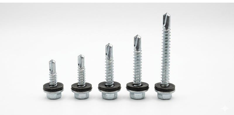 Jupiter SDS Hex Washer Head Stainless Steel Screws (14x1' inch) Bonded EPDM Washer, Slotted Hex Head Box of 450 pieces - Image 2