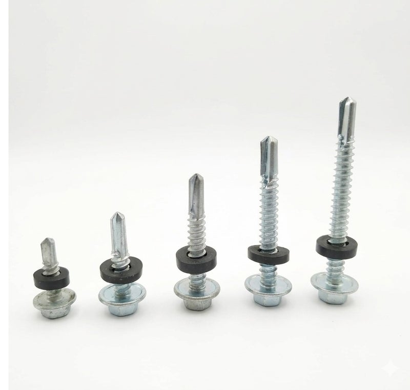 Jupiter SDS Hex Washer Head Stainless Steel Screws (14x1' inch) Bonded EPDM Washer, Slotted Hex Head Box of 450 pieces - Image 3