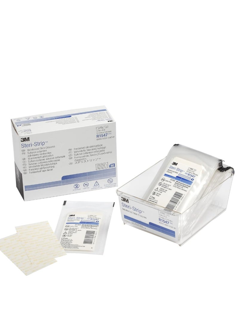 ثري ام شرائط 3M™ ستيري-ستريب™ اللاصقة المعززة لإغلاق الجلد، R1547، 1/2 بوصة × 4 بوصة (12 مم × 100 مم) - Image 1