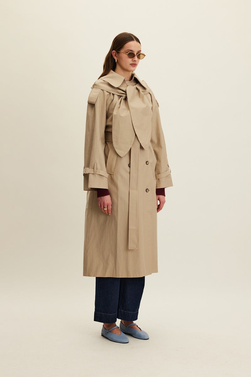 Manuka Tokyo Hooded Trench Coat Camel  - Image 4