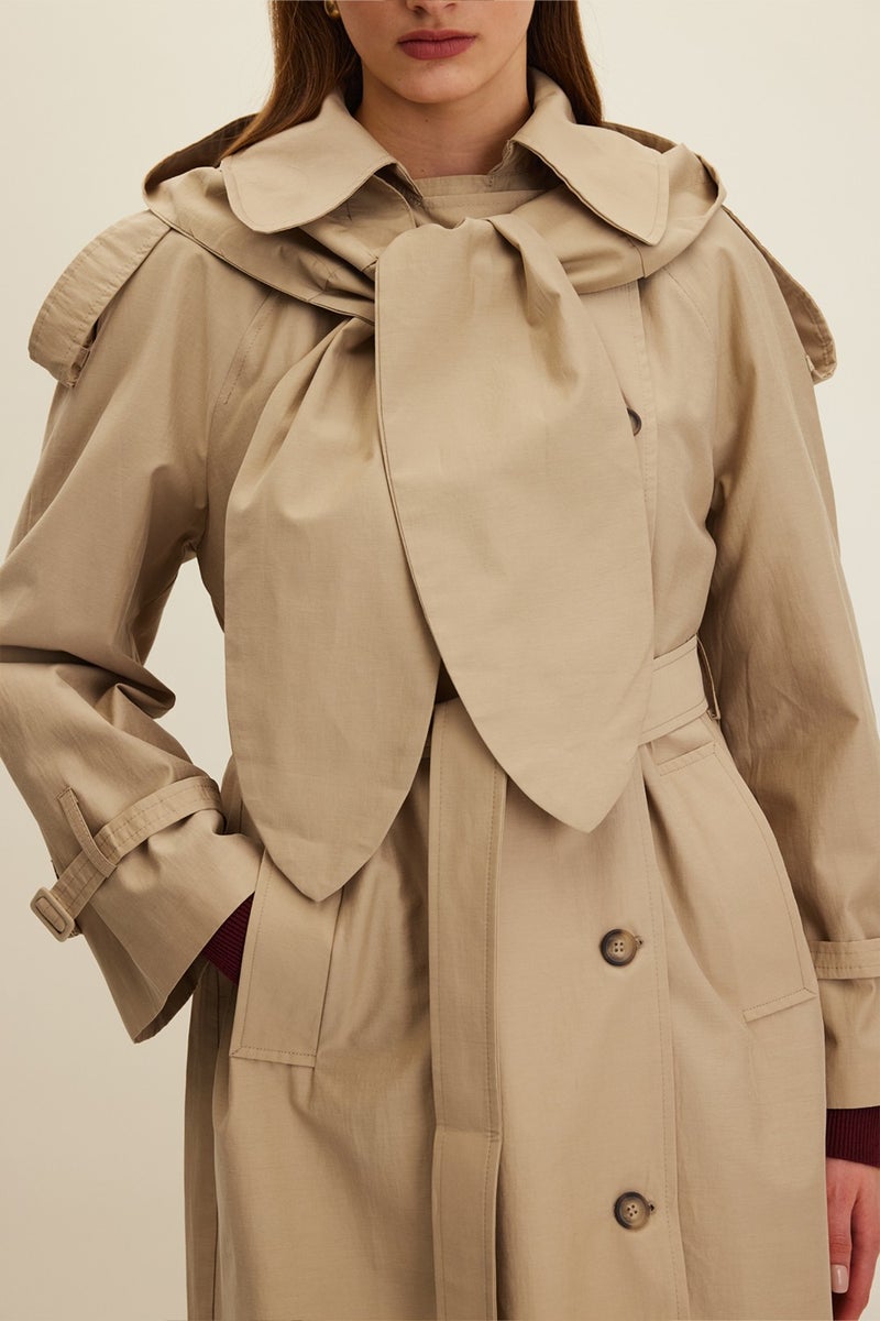 Manuka Tokyo Hooded Trench Coat Camel  - Image 5