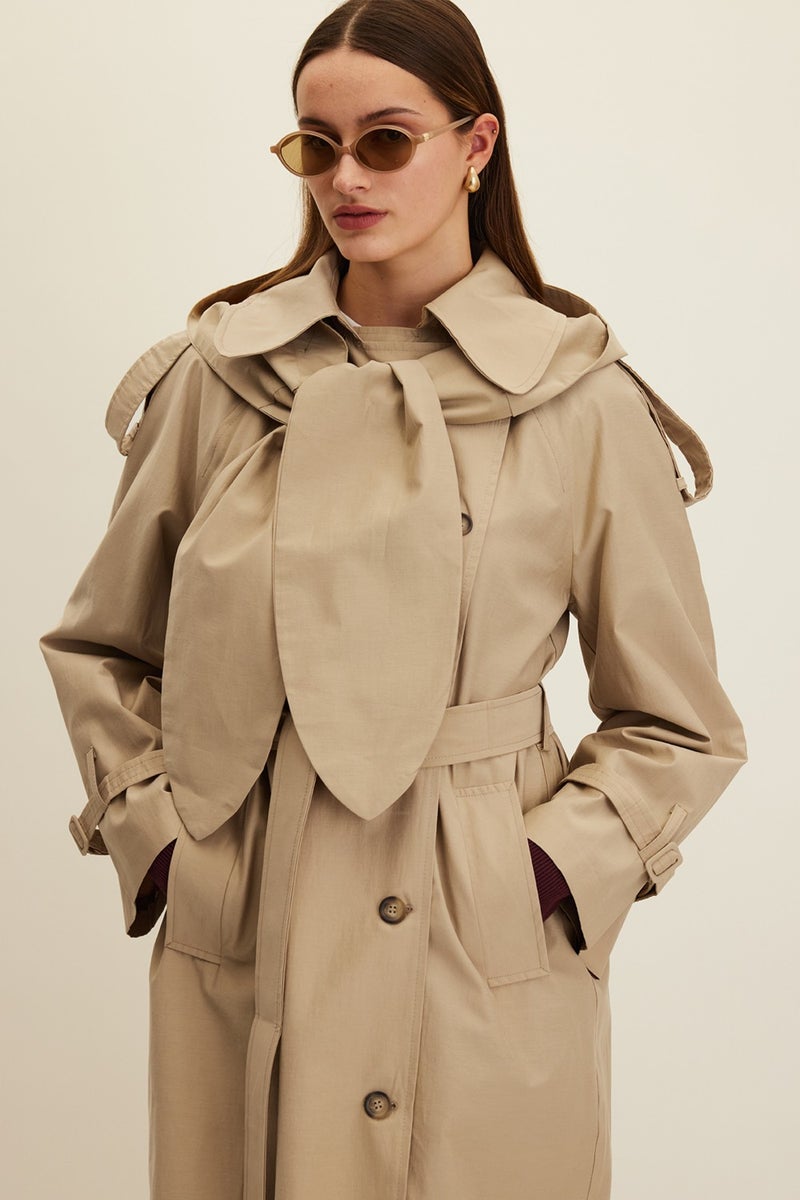 Manuka Tokyo Hooded Trench Coat Camel  - Image 3