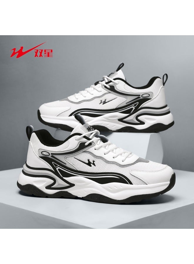 Double Star 1921 Retro Chunky Sneakers - White & Black Fashion Trendy Athletic Shoes