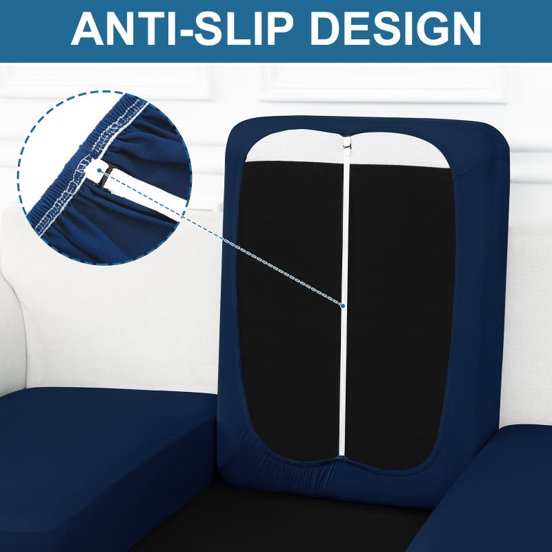 Smiry Printed Couch Cushion Covers  Stretch Soft Couch Covers For Sofa  Washable Non-Slip Sofa Slipcover Furniture Protector For Indoor And Outdoor (Medium  Navy) - Image 4