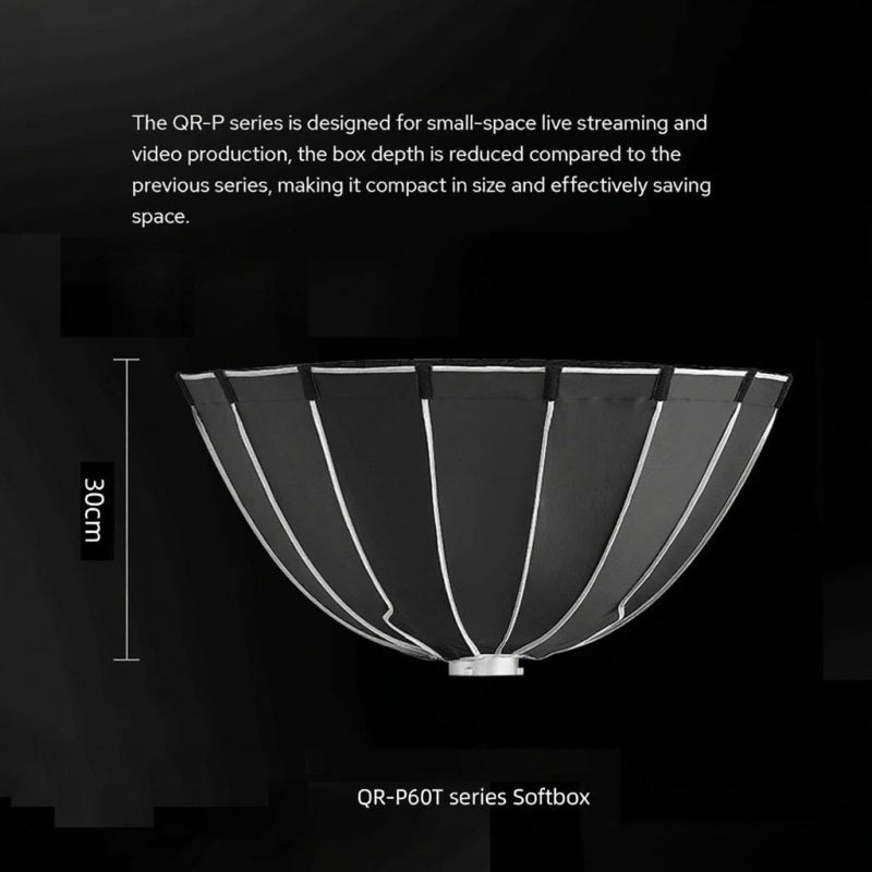 Godox QR-P60T 60cm/23.6in Quick Release Parabolic Softbox Professional Foldable Softbox with Standard Bowen Mount& Diffusers for Photography Studio Photography Portrait Live Stream - Image 3