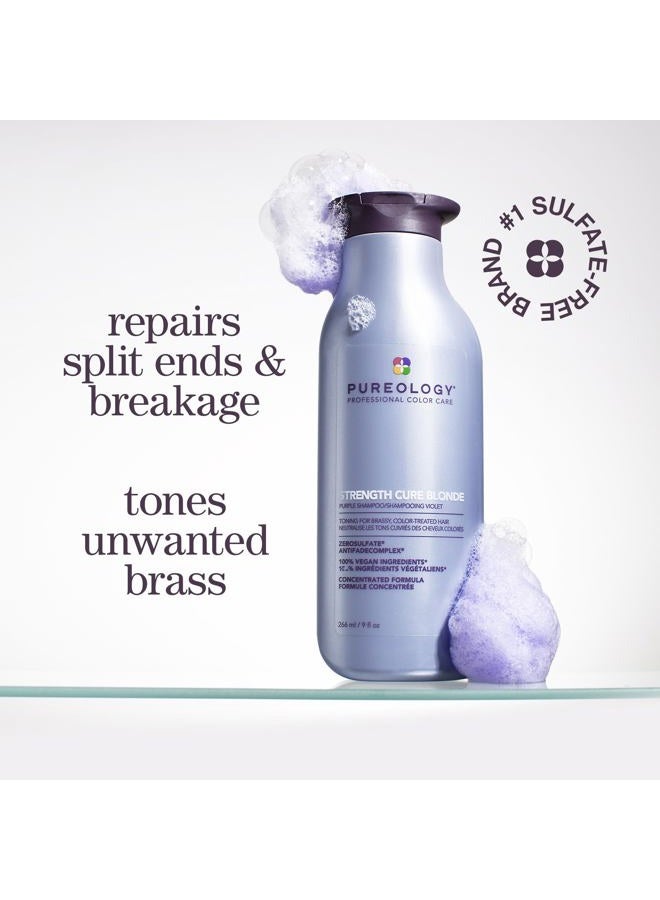 PUREOLOGY Strength Cure Blonde Purple Shampoo for Blonde & Lightened Color-Treated Hair, 33.8 Fl Oz - Image 2