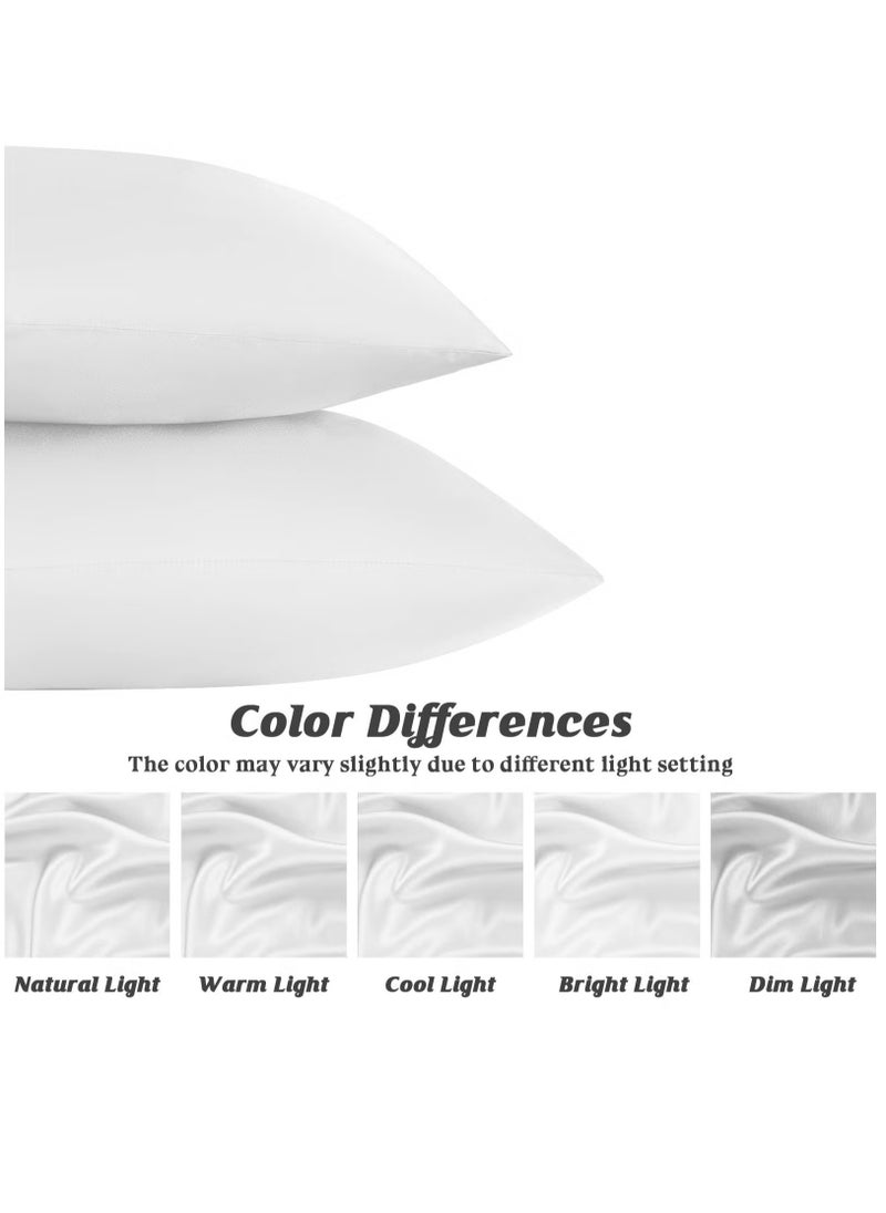 Bukela 2-Piece Simple Solid Colour Silk Satin Pillow Case with Envelope Closure for Hair and Skin White 51x76/51x102cm  - Image 5