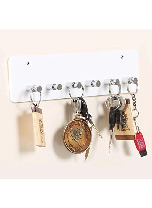 A TO Z A to Z Acrylic 6 Pin Key Holder High Grade Glossy Unbreakable Anti Rust 3113 Milky White 11 inch  - Image 1