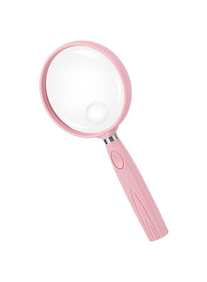 Feosky Handheld Reading Magnifier, 10X 30X Magnifier, 75mm Shatterproof Lens, Rubbery with Non-Slip Soft Handle for Seniors Reading and Kids Nature Exploration, Insect and Hobby Observation (Pink) - Image 1