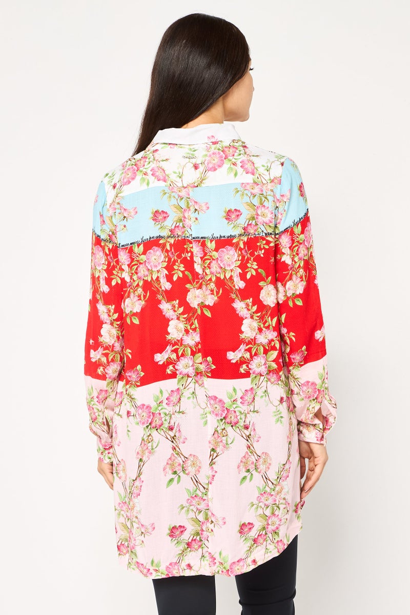 DESIGUAL Women Regular Fit Long Sleeve Floral Pattern Casual Shirt, Multicolor - Image 3