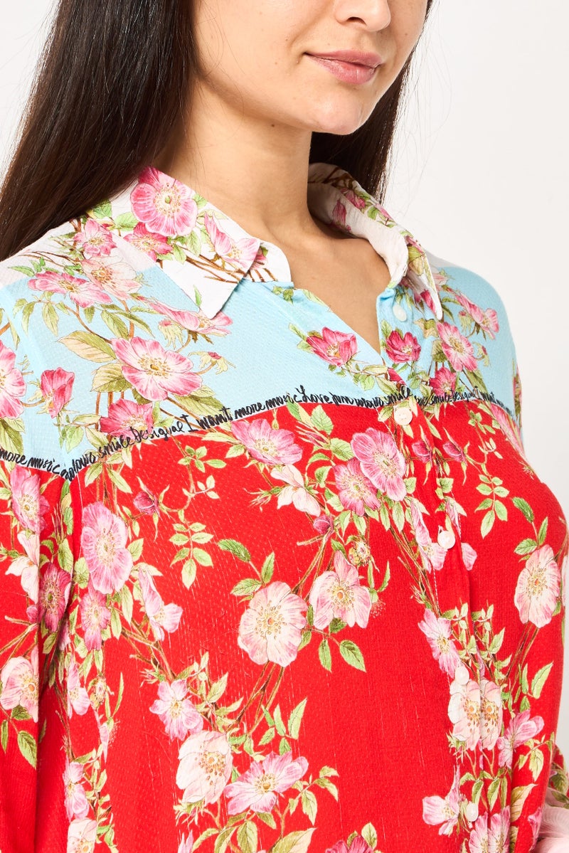 DESIGUAL Women Regular Fit Long Sleeve Floral Pattern Casual Shirt, Multicolor - Image 2