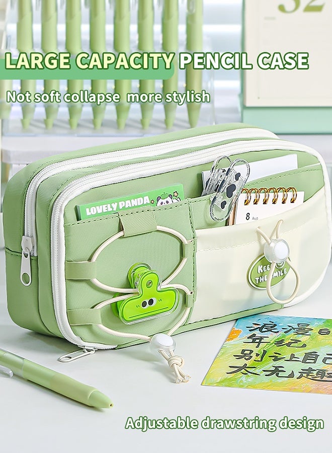 MLADEN Zipper Pencil Case with Drawstring, Foldable Stationery Pouch Multi-Compartment Stationery Pouch, Easy to Classify and Organize Stationery, Suitable for Students, Teachers, Office Use,22x7x12cm  - Image 4
