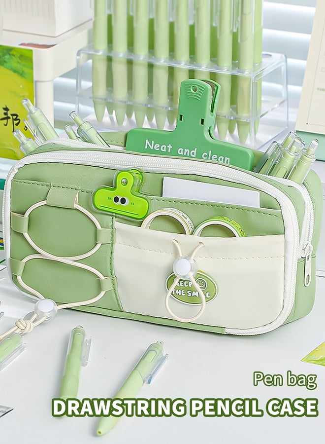 MLADEN Zipper Pencil Case with Drawstring, Foldable Stationery Pouch Multi-Compartment Stationery Pouch, Easy to Classify and Organize Stationery, Suitable for Students, Teachers, Office Use,22x7x12cm  - Image 5