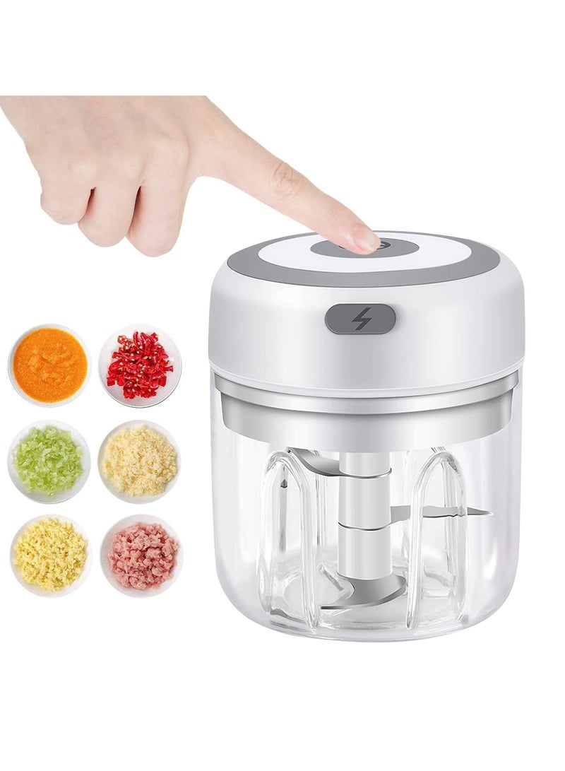 Electric Garlic Chopper 250ml Food Chopper Usb Mini Vegetable Chopper Garlic Chopper Onion Chopper Portable Small Food Processor Suitable For Garlic, Ginger, Chili, Vegetables, White  - Image 1