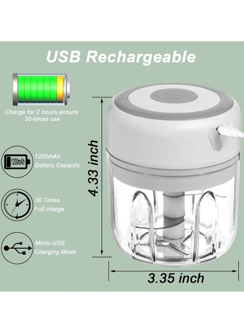 Electric Garlic Chopper 250ml Food Chopper Usb Mini Vegetable Chopper Garlic Chopper Onion Chopper Portable Small Food Processor Suitable For Garlic, Ginger, Chili, Vegetables, White  - Image 3