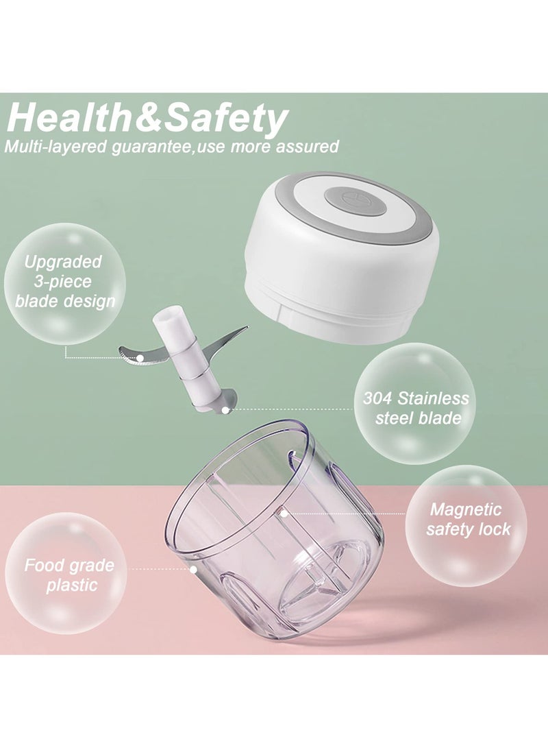 Electric Garlic Chopper 250ml Food Chopper Usb Mini Vegetable Chopper Garlic Chopper Onion Chopper Portable Small Food Processor Suitable For Garlic, Ginger, Chili, Vegetables, White  - Image 4