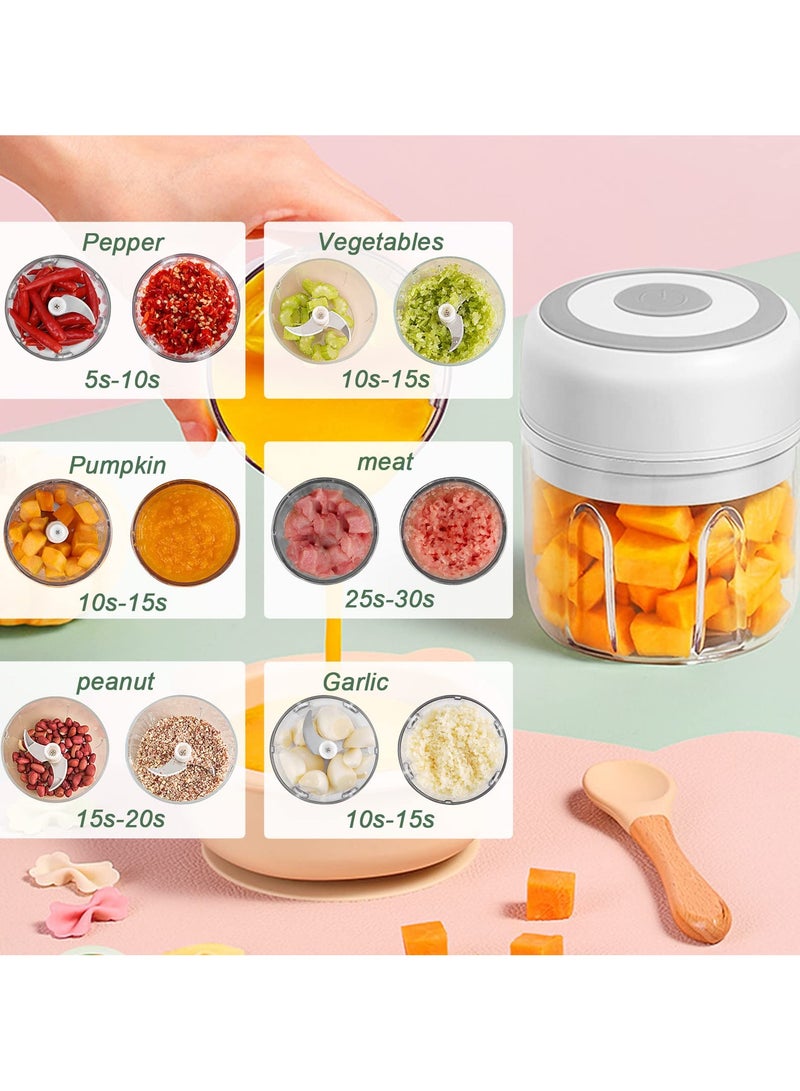 Electric Garlic Chopper 250ml Food Chopper Usb Mini Vegetable Chopper Garlic Chopper Onion Chopper Portable Small Food Processor Suitable For Garlic, Ginger, Chili, Vegetables, White  - Image 5