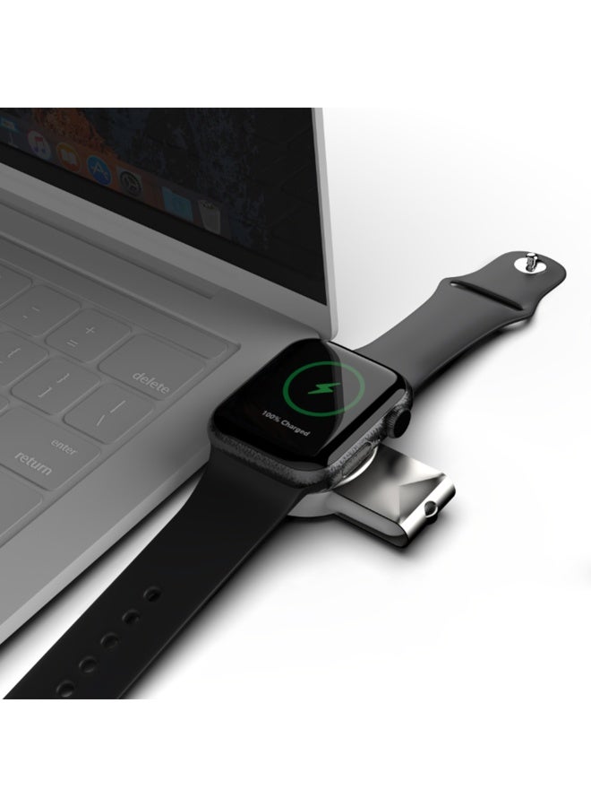 عام شاحن ساعة آبل مغناطيسي 2 في 1 محمول – USB + Type-C – شحن سريع لجميع Apple Watch - Image 1