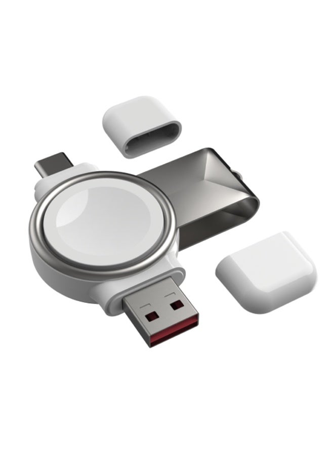 عام شاحن ساعة آبل مغناطيسي 2 في 1 محمول – USB + Type-C – شحن سريع لجميع Apple Watch - Image 2