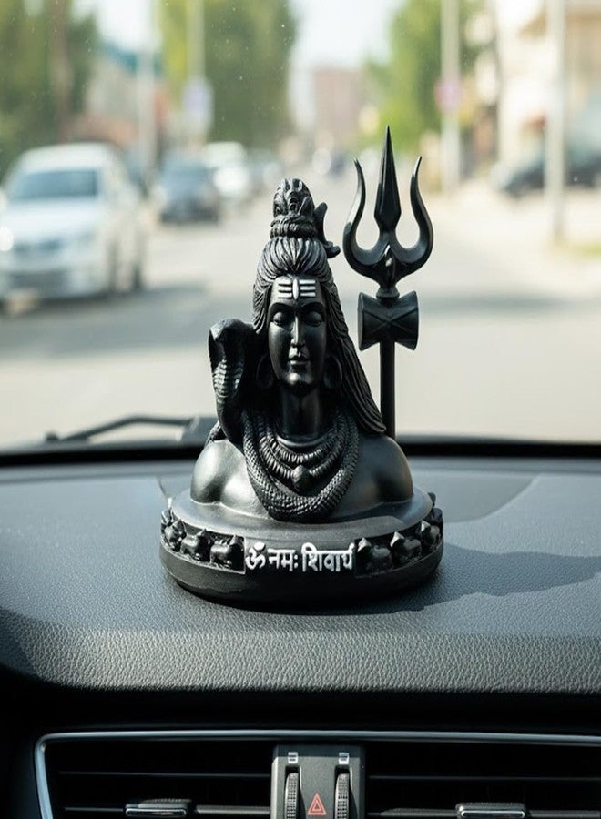 Natali Traders Lord Shiva Idol for Car Dashboard | Shiv Shankar Trishul Damru Mahadev Statue Decorative Showpiece for Pooja, Home Temple, Office & Gifting | Black Shiv Ji Murti Religious Gift | 4 Inch - Image 2
