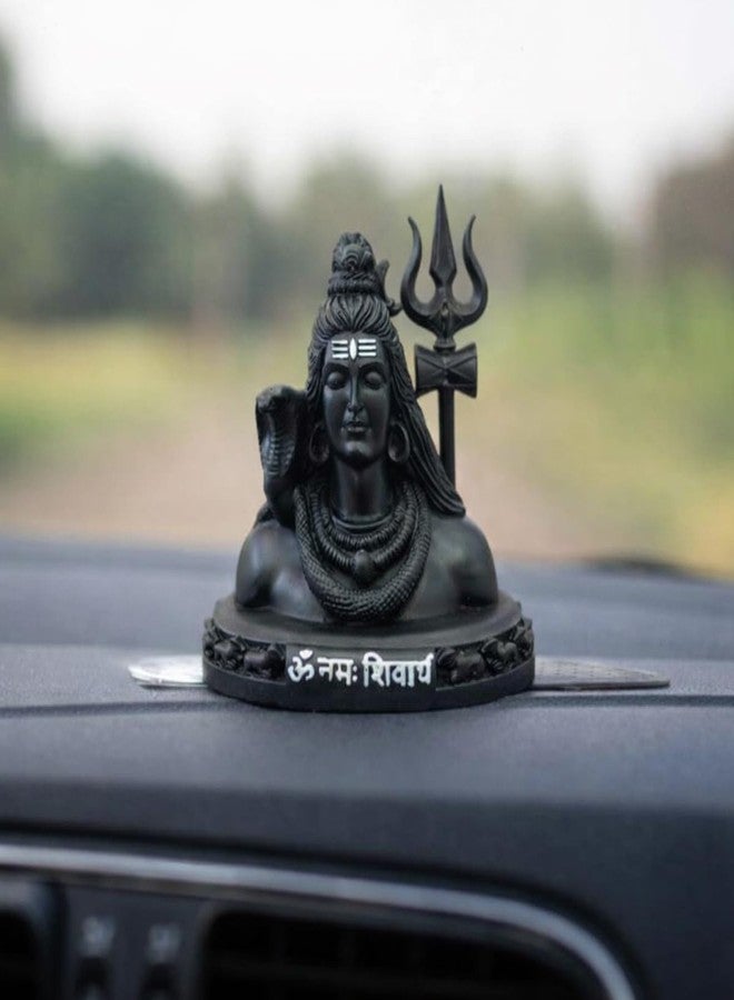 Natali Traders Lord Shiva Idol for Car Dashboard | Shiv Shankar Trishul Damru Mahadev Statue Decorative Showpiece for Pooja, Home Temple, Office & Gifting | Black Shiv Ji Murti Religious Gift | 4 Inch - Image 1