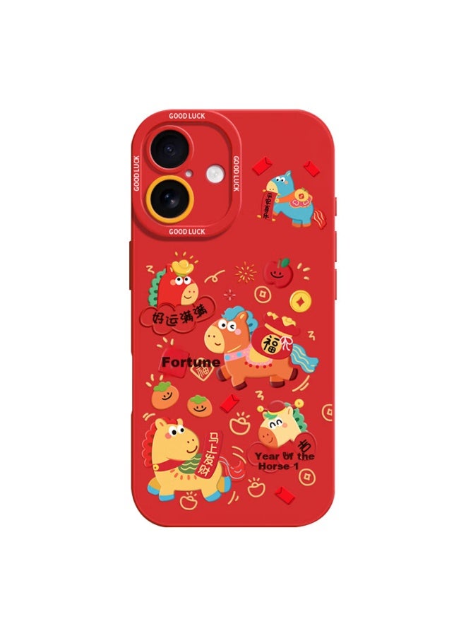 Yingkaida Apple Iphone 17 Case Full Coverage Shockproof Soft Skin-friendly Cute Cartoon Protective Cover New Year Edition