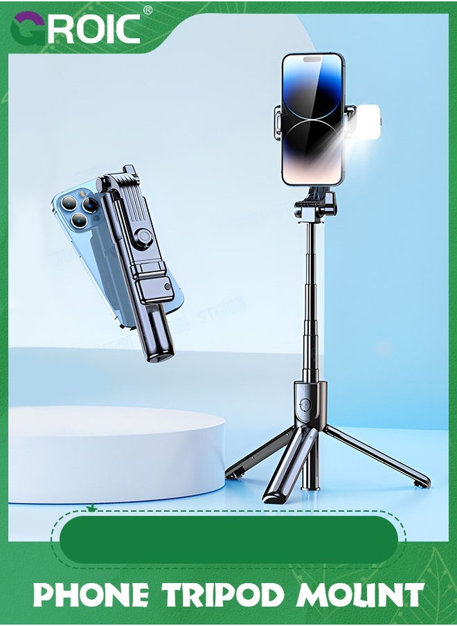 GROIC - Selfie Stick Tripod for iPhone, Cell Phone Stand for Recording with Wireless Remote, Lightweight Tripod Stand for iPhone 15/14/13/12/11/X/XR/XS/8/7/6S, Android Samsung Smartphone - Image 1