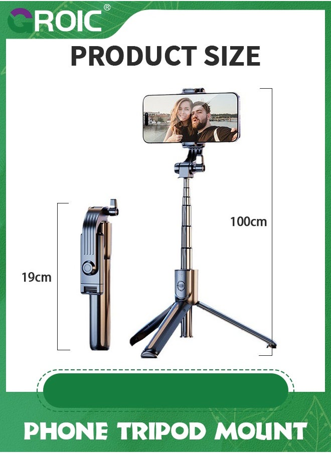 GROIC - Selfie Stick Tripod for iPhone, Cell Phone Stand for Recording with Wireless Remote, Lightweight Tripod Stand for iPhone 15/14/13/12/11/X/XR/XS/8/7/6S, Android Samsung Smartphone - Image 1
