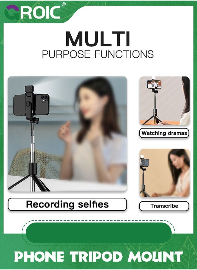GROIC - Selfie Stick Tripod for iPhone, Cell Phone Stand for Recording with Wireless Remote, Lightweight Tripod Stand for iPhone 15/14/13/12/11/X/XR/XS/8/7/6S, Android Samsung Smartphone - Image 1