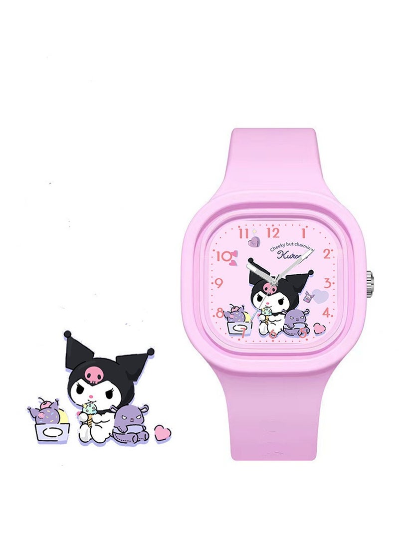 Haoyou 4 PCS Cartoon Children Watch,Square Cartoon Sanrio Pattern Children's Watch Silicone Strap Suitable for Kids of All Ages Gift Watches  - Image 2