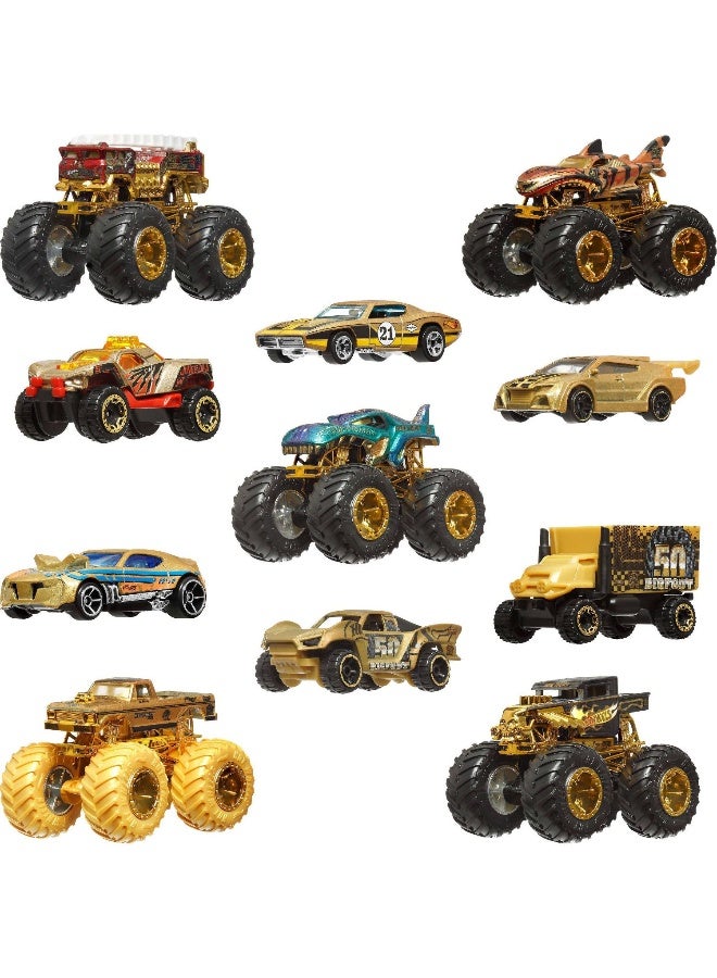 Hot Wheels Monster Trucks Bigfoot 50th Anniversary Trophy Champions Die-cast Cars Set (1:64, 11 Pieces) - Image 2