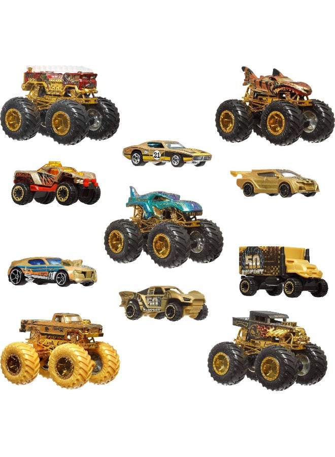 Hot Wheels Monster Trucks Bigfoot 50th Anniversary Trophy Champions Die-cast Cars Set (1:64, 11 Pieces) - Image 3