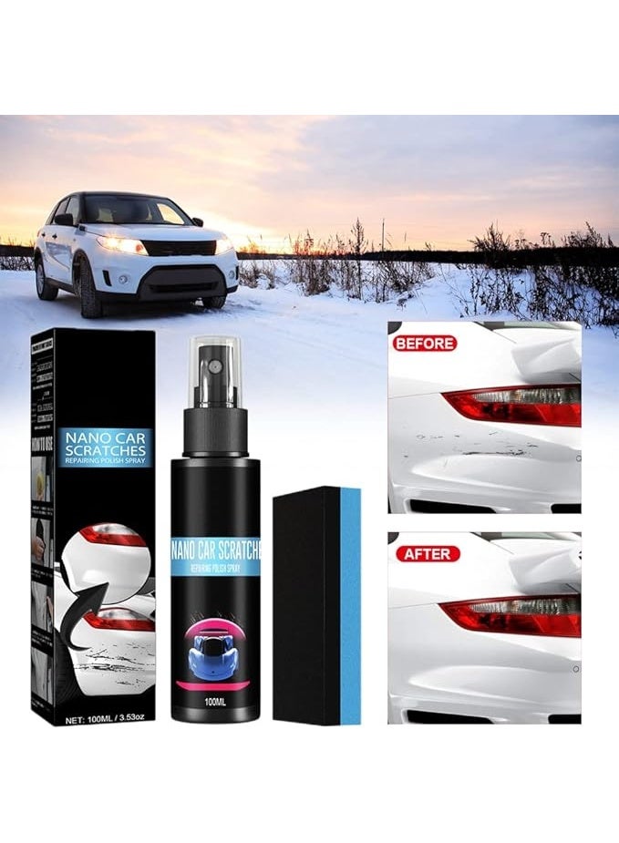 AIWANTO Car Scratch Repair Spray Set 100ml + 30ml with Sponge, Paint Care Cleaner for Surface Marks, Dirt and Shine Enhancement - Image 4