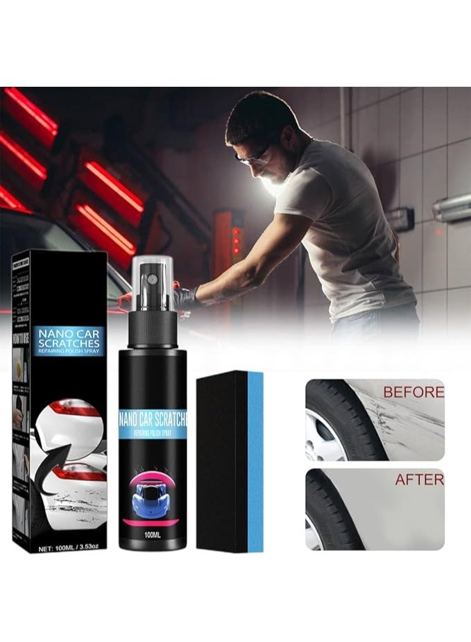AIWANTO Car Scratch Repair Spray Set 100ml + 30ml with Sponge, Paint Care Cleaner for Surface Marks, Dirt and Shine Enhancement - Image 2