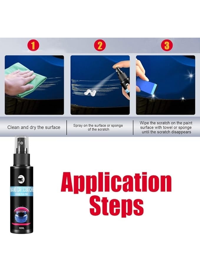 AIWANTO Car Scratch Repair Spray Set 100ml + 30ml with Sponge, Paint Care Cleaner for Surface Marks, Dirt and Shine Enhancement - Image 5