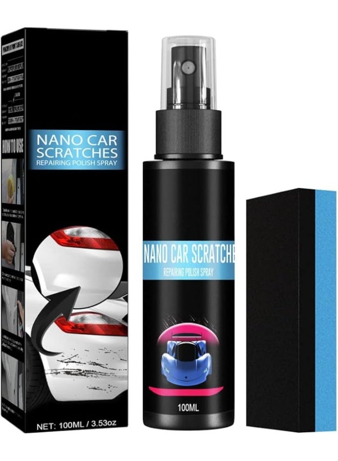 AIWANTO Car Scratch Repair Spray Set 100ml + 30ml with Sponge, Paint Care Cleaner for Surface Marks, Dirt and Shine Enhancement - Image 1