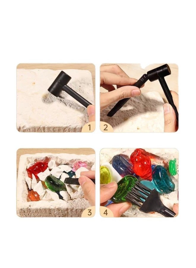 Loquat Imperial Gem Archaeological Excavation Toy Ore Knocking Fossils Children DIY Boys And Girls Diamond Treasure Hunting Blind Box-Color:Triceratops Fossil - Image 5