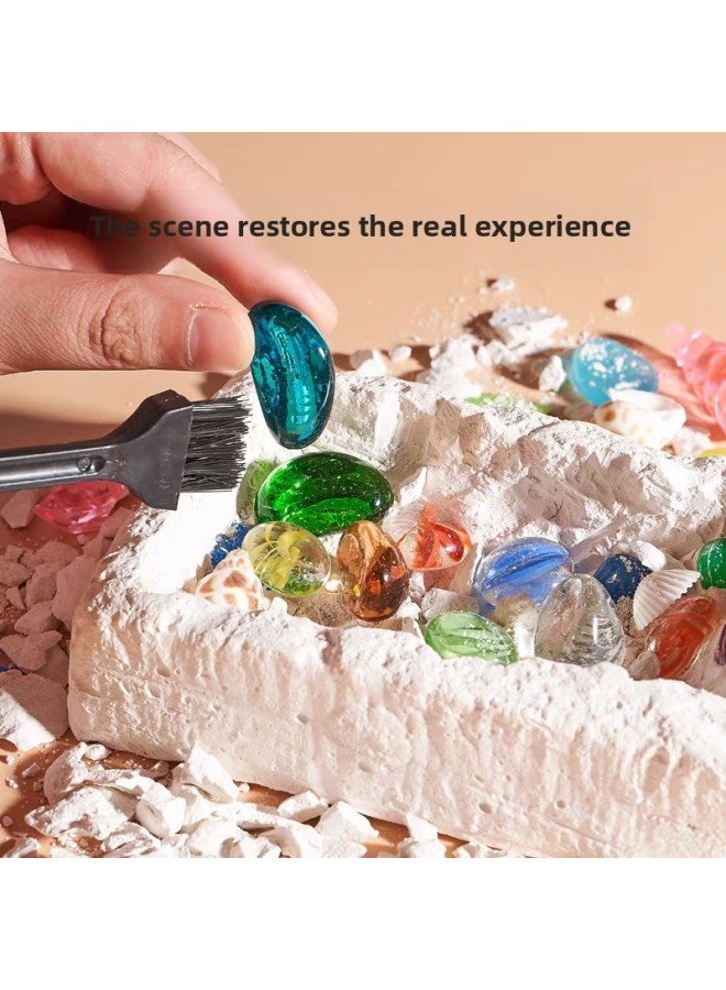 Loquat Imperial Gem Archaeological Excavation Toy Ore Knocking Fossils Children DIY Boys And Girls Diamond Treasure Hunting Blind Box-Color:Triceratops Fossil - Image 1