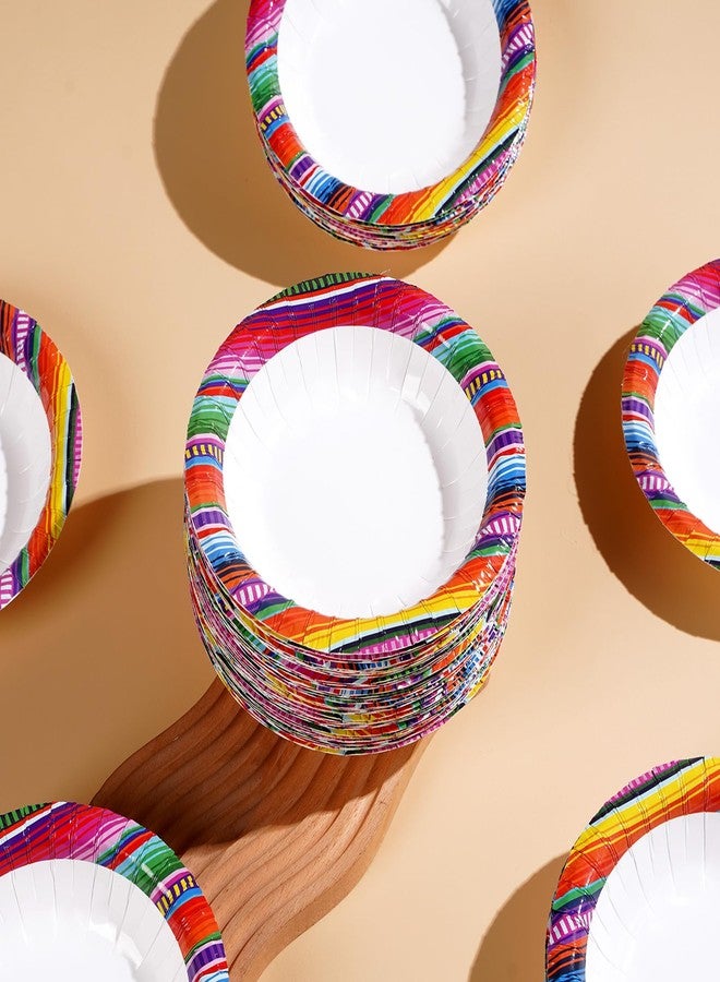 Grencian 100Pcs Mexican Fiesta Paper Bowls 12 Oz Heavy Duty Colorful Mexican Stripes Soup Bowls Disposable Mexico Taco Ice Cream Cups for Cinco De Mayo Mexico Baby Shower Wedding Carnival Party Decorations - Image 5