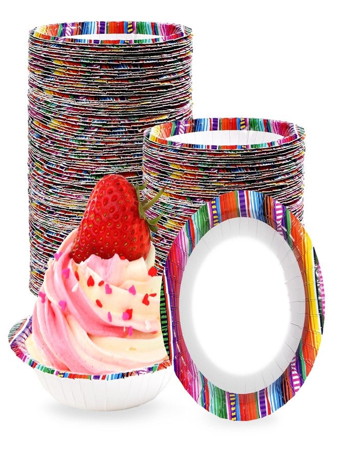 Grencian 100Pcs Mexican Fiesta Paper Bowls 12 Oz Heavy Duty Colorful Mexican Stripes Soup Bowls Disposable Mexico Taco Ice Cream Cups for Cinco De Mayo Mexico Baby Shower Wedding Carnival Party Decorations - Image 1
