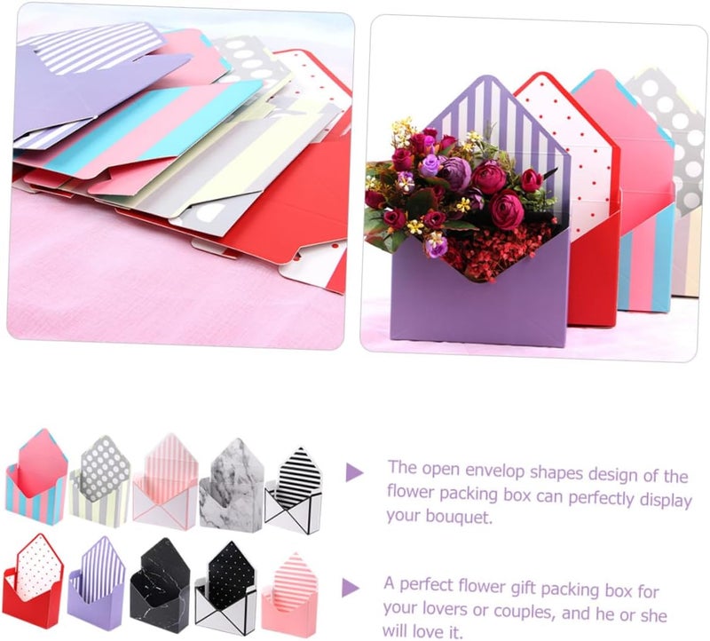 Parliky 10pcs Florist Envelope Flower Boxes Folding Packaging Paper Boxes for Fresh Flower Wrapping Bouquet Storage Suitable for Florists and Presentation Random Style - Image 4