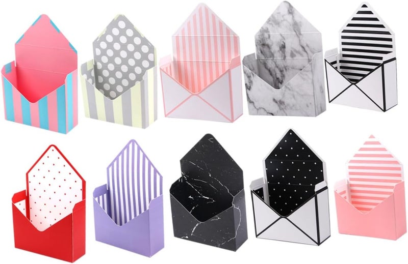 Parliky 10pcs Florist Envelope Flower Boxes Folding Packaging Paper Boxes for Fresh Flower Wrapping Bouquet Storage Suitable for Florists and Presentation Random Style - Image 1