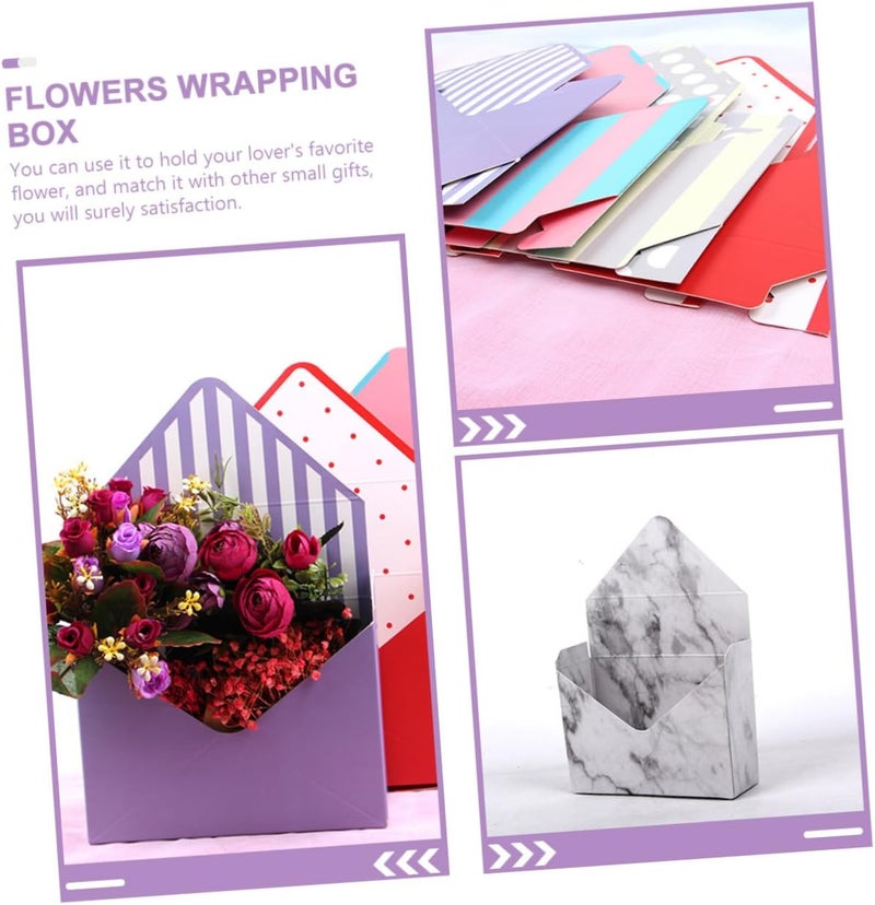 Parliky 10pcs Florist Envelope Flower Boxes Folding Packaging Paper Boxes for Fresh Flower Wrapping Bouquet Storage Suitable for Florists and Presentation Random Style - Image 3
