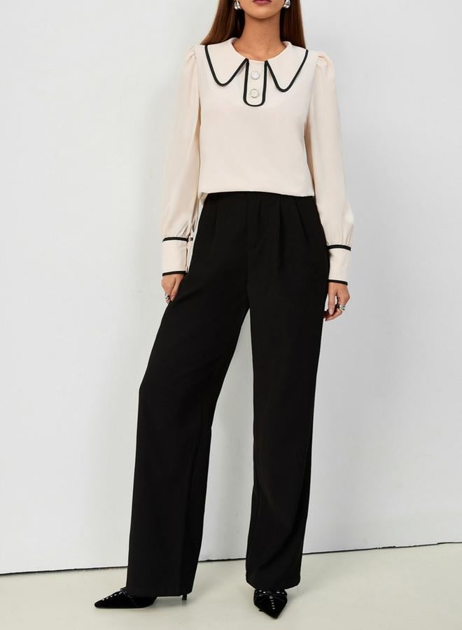 Take Two Beige Peter Pan Collar Blouse - Image 3