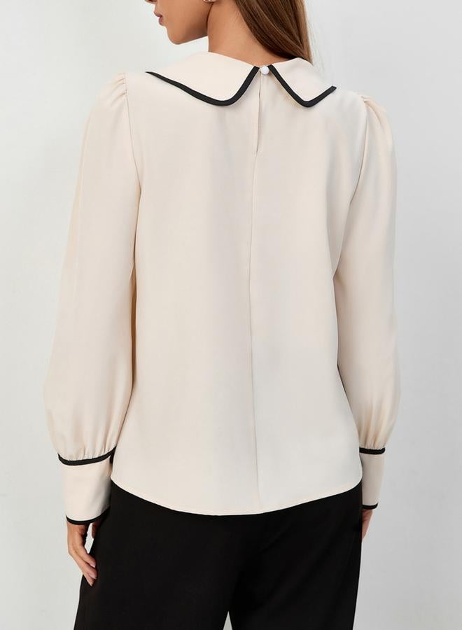 Take Two Beige Peter Pan Collar Blouse - Image 5