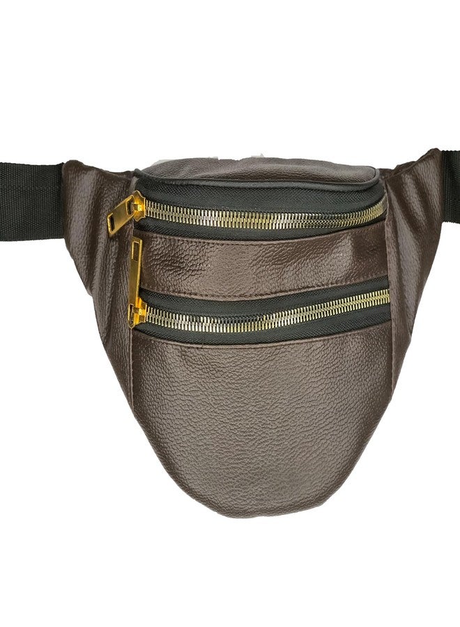 NK TRADERS Leather Travel Fanny Pack Pouch | Elegant Chest Bag for Men, Boys & Girls | Waist Bag for Travel, Brown - Image 2