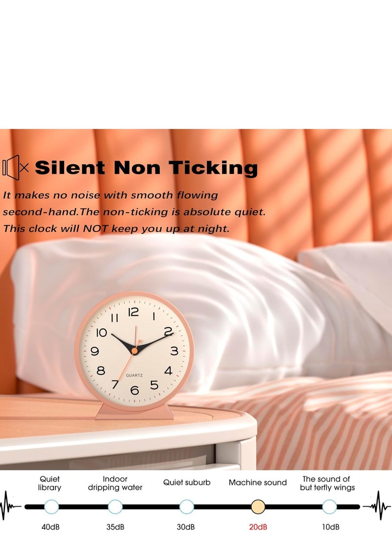 KASTWAVE - Analog Alarm Clock,  Travel Alarm Clock Basic Bedroom Clock Table Clocks, Small Retro Desk Clock, Slient Metal Table Clock with Light for Living Room Decor, Bedroom, Bedside, Shelf - Image 1