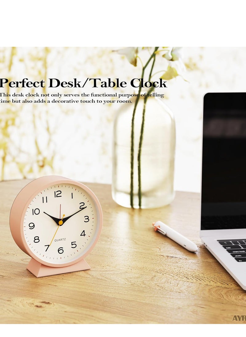 KASTWAVE - Analog Alarm Clock,  Travel Alarm Clock Basic Bedroom Clock Table Clocks, Small Retro Desk Clock, Slient Metal Table Clock with Light for Living Room Decor, Bedroom, Bedside, Shelf - Image 1